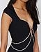 JANE STONE Sexy Crisscross Harness V Neckline Coin Link Body Chain Summer Beach Bikini Jewelry Women Golden Tone(Fn1689)