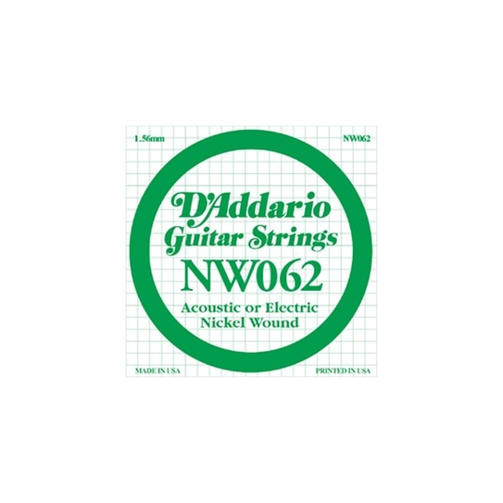 D'Addario NW062 Nickel Wound Electric Guitar Single String, .062 — image 1