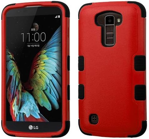 LG K10 Case, LG Premier LTE Case, BornTech Dual Layer Shockproof Tuff Protector Cover Case, Accessory For LG K 10, LG Premier LTE L62VL L61AL (Black/Red)