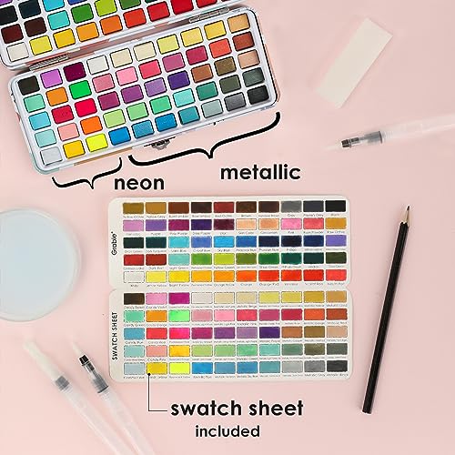 Grabie Watercolor Paint Set, 100 Colors Painting with Water Brush Pens