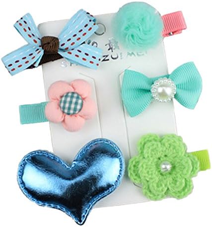 Kids Hair Accessories Baby Girls Hair Clips Bows Flowers Love Hairpins Set (blue)