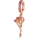 Annmors Rose Gold Charms for Bracelets 925 Sterling Silver Dangle for Women Bracelet & Necklace Pendant