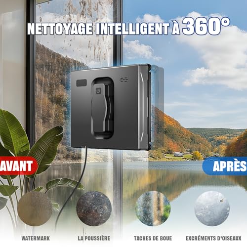 Vidattx Smart Window Cleaner Robot Dual Spray with 3 Path Modes (Z/N, Z, N), Automatic Window Cleaner Robot with Remote Control, Smart Navigation