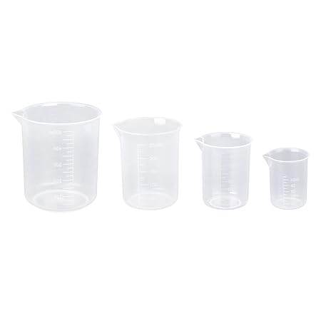Rosenice Messbecher Werkzeug, Transparente Kunststoff Labor Messbecher 50ml 150ml 250ml 500ml (Transparent)