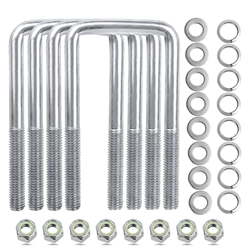U Bolts 4 Sets,304 Stainless Steel Square U Bolt,U Bolts 3 Inch Wide,1/