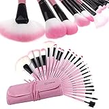 VANDER Pink 24pcs Professional Wool Cosmetic Eyeliner Foundation Eyebrow Shadow Blush Face Powder Makeup Brush Set Kit Brushes Tools Make Up Case