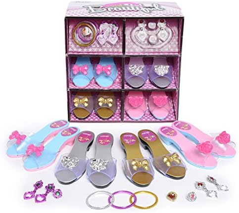 Princess Dress Up and Play Shoe and Jewelry Boutique (set Includes 4 Pairs)
