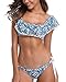 Tempt Me BlueTwo Piece Off The Shoulder Bikini Sets Ruffle Sexy Top with Low Waisted Bottom Bathing Suits for Women L