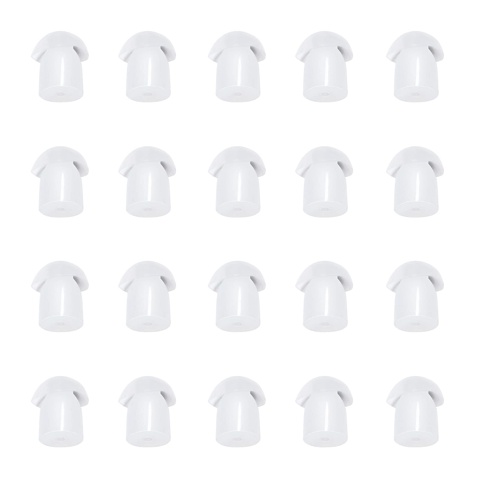 HYSHIKRA Replacement Soft Rubber Mushroom Earbuds Ear Tips Compatible for Motorola Baofeng Kenwood Yaesu Walkie Talkie Covert Acoustic Air Tube Earpiece Headset (20 PCS, White)