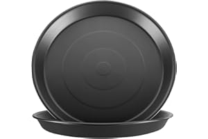 GROWNEER 2 Packs 15 Inches Plant Saucer Plant Drip Trays, Plastic Plant Tray for Pots, Heavy Duty Pot Drip Trays for Indoors Outdoor Flower Planters, Black