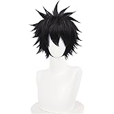 COSPLAZA Cosplay Wig Short Rock Spiky Straight Dark Black Heat Resistant Synthetic Adult Anime Hair