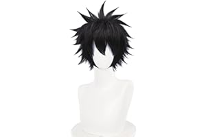 COSPLAZA Cosplay Wig Short Rock Spiky Straight Dark Black Heat Resistant Synthetic Hair 30cm Anime Hair