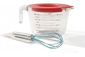 8‑Cup Borosilicate Glass Measuring Cup with Lid (2 Quart / 2 Litre) – Large Heat‑Resistant Glass Measuring & Mixing Bowl for 