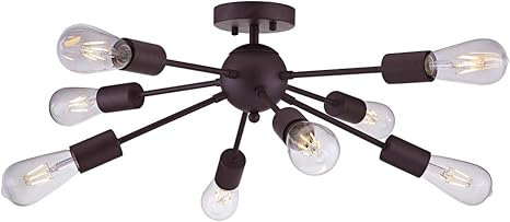 Vinluz 8 Light Sputnik Chandelier Oil Rubbed Bronze Rustic Flush