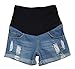 Women’s Summer Adjustable Elastic Care Belly Denim Shorts Jeans for Maternity Pregnant (Asian L, Blue)