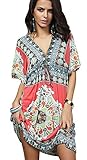 Oryer Womens V-neck Cut Loose Swimwear Swimsuit Beach Bikini Cover Up Beach Dress