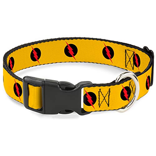 Buckle-Down Cat Collar Breakaway Reverse Flash Logo Golden Yellow Black Red 6 t…