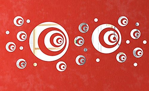 DIY - Do It Yourself New Wall Mirror Stickers, Asymmetric Big and small Rings, Made of Acrylic Material Like Mirror, Modern Design for Home Living Room Bedroom Kitchen Baby Child Novelty Luxury Crystal Wall Silent Watch Extra Large Clocks, Silver