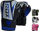 RDX Kids Boxing Gloves for Training & Muay Thai - Maya Hide Leather Junior 4oz, 6oz Mitts for Sparring, Fighting & Kickboxing - Good for Youth Punch Bag, Grappling Dummy and Focus Pads Punching