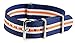 Clockwork Synergy® Classic Nylon Nato watch straps bands (22mm, Navy/White/Orange)