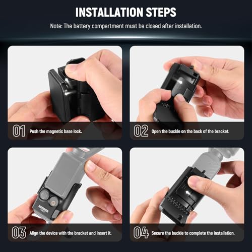 NEEWER Magnetic Mount Stand Compatible with DJI Osmo Pocket 3, 180° Adjustable Lightweight Mini Camera Holder, Multifunctional Accessories Expansion Adapter Bracket for Pocket 3 Battery Handle, AC015