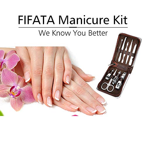 Nail Clippers Set, Professional Manicure ï¼† Pedicure Kit, 9 piece Stainless Steel Grooming Kit Nail Tools with Portable Leather Travel Case for Hand, Foot and Facial Care