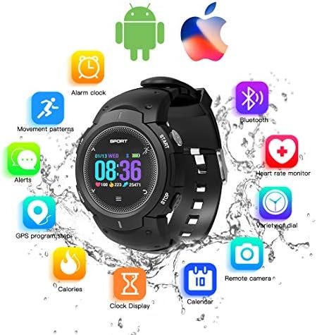 CicoYinG Heart Rate Monitor Watch for Android/iOS Phone, Waterproof Sport Fitness Trackers Smart Watch, Pedometer Watch with Sleep Monitor, Step Counter for Women Men (Black)
