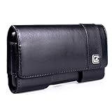 CASE123® MPS Mk II TL Premium Genuine Leather Horizontal Swivel Belt Clip Holster for Apple iPhone 6 (4.7 in screen) for use with Otterbox Commuter, Urban Armor Gear, and Typical TPU Covers - Black Cowhide
