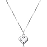 Valentines Day Gifts for Her S925 Sterling Silver Necklace for Women,Dainty Puffy Heart Necklace for Women, Sterling Silver Hearts Pendant Necklaces ,Delicate Sweet Romantic Jewelry Gifts for Wife Girlfriend Mom for Birthday,Anniversary，Christmas