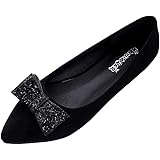 Huatime Women Shoes Ballet Flats - Loafers Pointed Toe Fashion Pumps Suede Comfy Party Wedding Work Slip On Bowknot Spring Casual Shoes