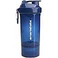 Smartshake O2GO ONE Plastic Protein Shaker Bottle 800 ml | 27 oz - Leakproof Screw-on Lid - BPA Free – Unisex - Navy Blue