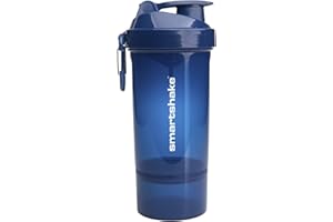 Smartshake O2GO ONE Plastic Protein Shaker Bottle 800 ml | 27 oz - Leakproof Screw-on Lid - BPA Free – Unisex - Navy Blue