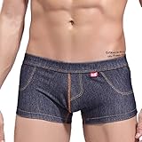 L'asher Mens Sexy Cool Denim Printed Low Rise Underwear Boxer Briefs Pants
