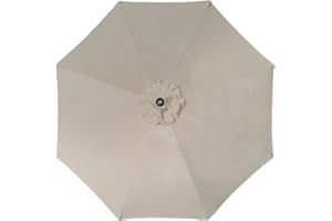 ontheway 11FT Patio Umbrella Enhanced Replacement Canopy Market Table 8 Ribs Umbrella Canopy (11FT, Beige)