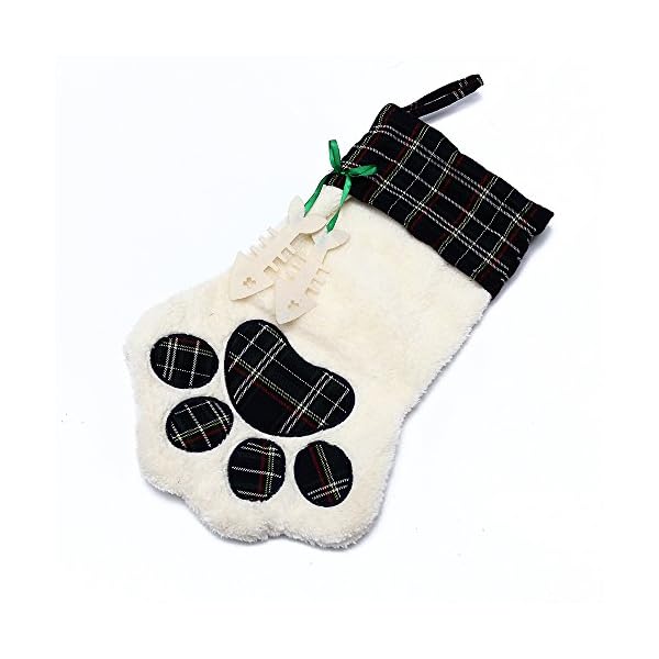 M DoDo Christmas Paw Stocking For Pet Dog Large Sherpa Hanging Christmas Stocking (Green) - Image 7
