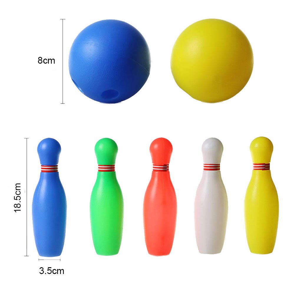 12 Pcs Skittles Bowling Set Toy Outdoor Indoor Bowling Pins Game with 2 Balls for Kids over 3 Years Old (Medium)