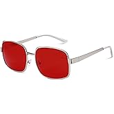 AENMTU Red lens Halloween Costume Rectangle Sunglasses for Men
