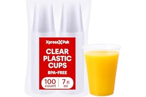 7 oz Plastic Cups – Clear Plastic Drinking Cups for Parties, Events & Everyday Use – BPA-Free, Durable, Stackable Cold Bevera