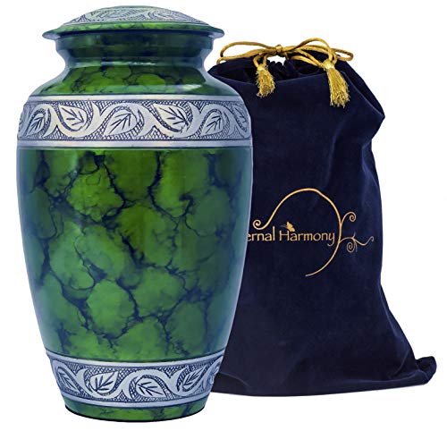 Eternal Harmony Cremation Urn for Human Ashes | Funeral Urn Carefully Handcrafted with Elegant Finishes to Honor and Remember Your Loved One | Adult Urn Large Size with Beautiful Velvet Bag