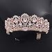 KMVEXO Baroque Royal Queen Gold Wedding Crown Crystal Princess Tiara Headbands for Women Bridal Party Birthday Headpieces (Rose Gold Pink)