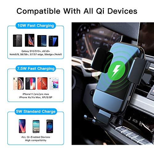 image for Wireless Car Charger, CTYBB Qi Auto-Clamping Air Vent Dashboard Car Ph