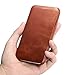 icarercase iPhone X Leather Case, Genuine Vintage Leather Flip Folio Opening Cover in Curved Edge Design, Side Open Case with Hidden Magnetic Snap for Apple iPhone 10 5.8 Inch - Brown