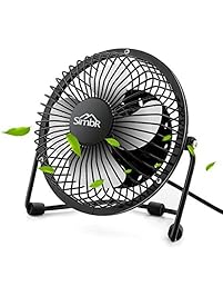 SIMBR Mini USB Fan Portable for Personal Table Desk - Black (4-Inch Blades)