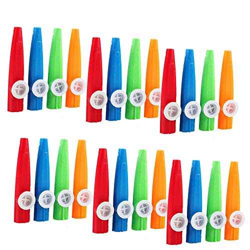 Kicko Plastic Kazoo 24 Pack Assorted Colors Noisemakers Two Dozen
