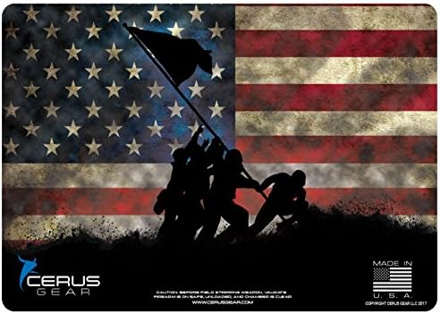 Cerus GearIwo Jima Handgun Promat, Versatile Firearm Mat for Cleaning, Reloading, and More, Rifle Cartridges Printed to Scale, Fits Most Guns, Great for Any Desk or Work Bench - 12 x 17 Inches