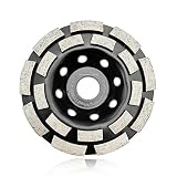 SHDIATOOL 4-1/2 Inch Diamond Double Row Grinding Cup Wheel for Concrete Masonry Granite Marble Diamond Grinding Disc Fits 7/8 Inch Arbor