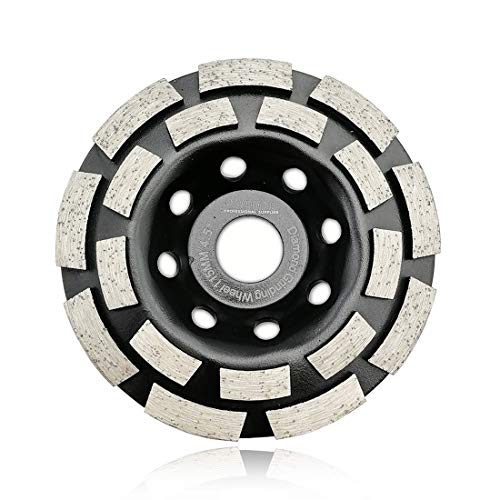SHDIATOOL 4-1/2 Inch Diamond Double Row Grinding Cup Wheel for Concrete Masonry Granite Marble Diamond Grinding Disc Fits 7/8 Inch Arbor