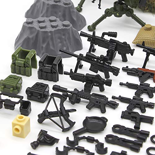 Feleph Military Army Weapons Toy,Weapon Accessories Block Building Toy Sets Custom Figure Modern Assault Equipment Pack Compatible with Major Brands,Nice DIY Battle Toy Gift for Kids Boys