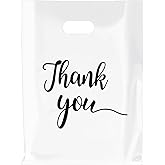 Gute 50 Pack Thank You Merchandise Bags, Extra Thick 2.36 Mil Wholesale Bulk Retail Shopping Bag,Reusable Plastic Boutique Shopping Bags With Handle (White 9”x12”)