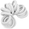 Cyndibands Seamless Hair Ties - White - Gentle Hair Ties No Damage, Standard Size 1.5 Inch, Soft and Stretchy Nylon Fabric Ponytail Holders - 12 Count